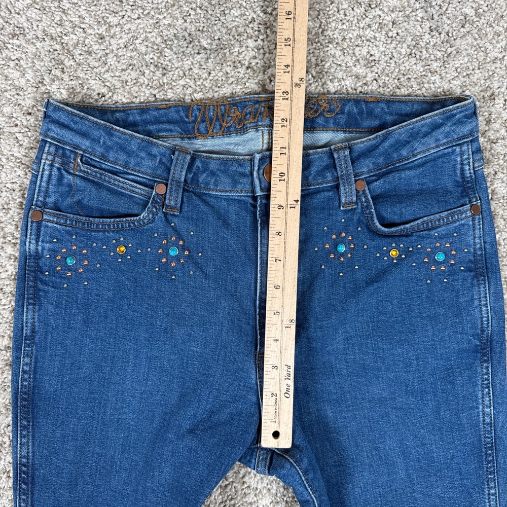 Wrangler Blue Denim High-Waist Flare Jeans Wide Leg - Picture 7 of 10